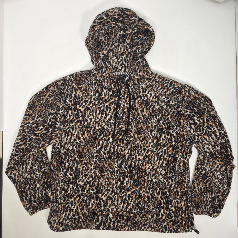 Volcom Leopard All Over Animal Print Straight Zippin' Fleece Hoodie Women's M/L